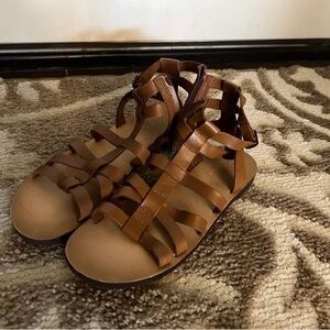 Brand new. Zara Brown Gladiator Sandals with Closed Toe